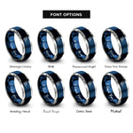 font options for inside engraving on blue & silver throwing axe target rings