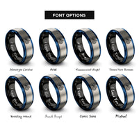 font options for inside engraving on black & blue & silver throwing knife target rings