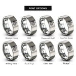 font options for inside engraving on silver throwing knife target rings