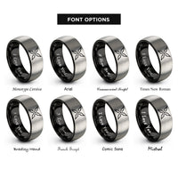 font options for inside engraving on black & grey throwing star rings