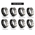 font options for inside engraving on black & grey thumb pick rings
