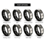 font options for inside engraving on black & silver thumb pick rings