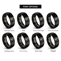 font options for inside engraving on black thumb pick rings