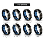 font options for inside engraving on black & blue & gray thumbs up rings