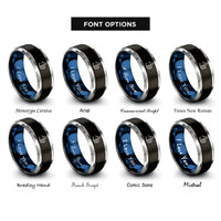font options for inside engraving on black & blue & gray thumbs up rings
