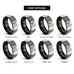 font options for inside engraving on black & gray thumbs up rings