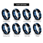 font options for inside engraving on blue & silver thumbs up controller rings