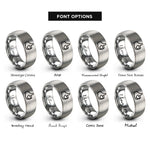 font options for inside engraving on silver thumbs up heart rings
