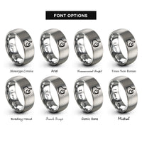 font options for inside engraving on silver thumbs up heart rings