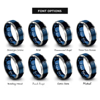 font options for inside engraving on blue & grey thundercloud bolt circle rings
