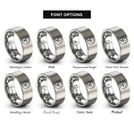 font options for inside engraving on silver thundercloud bolt circle rings