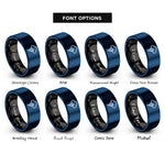 font options for inside engraving on black & blue thunderstorm rings