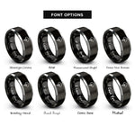 font options for inside engraving on black & grey thunderstorm rings
