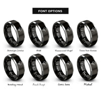 font options for inside engraving on black & grey thunderstorm rings
