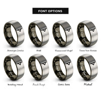 font options for inside engraving on gunmetal & silver thurisaz rings