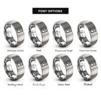 font options for inside engraving on grey thurisaz rune upright rings