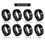 font options for inside engraving on black thyme sprig rings