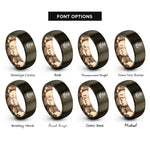 font options for inside engraving on gunmetal & rose gold thyme sprig rings