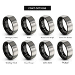 font options for inside engraving on black & silver thyme stem rings