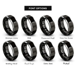 font options for inside engraving on black & silver thyme stem rings