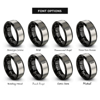 font options for inside engraving on black & gray thyme stem rings