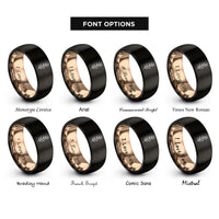 font options for inside engraving on black & rose gold thyme stem rings