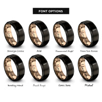 font options for inside engraving on black & rose gold thyme stem rings