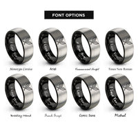 font options for inside engraving on black & gray ti leaf rings
