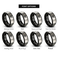 font options for inside engraving on black & gray ti leaf rings