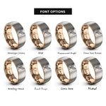 font options for inside engraving on rose gold & grey ti leaf rings