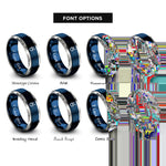 font options for inside engraving on blue & grey tick mark ring rings