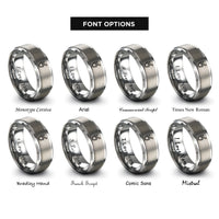 font options for inside engraving on grey tick mark ring rings