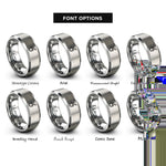 font options for inside engraving on silver tick mark ring rings