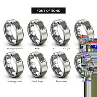 font options for inside engraving on silver tick mark ring rings