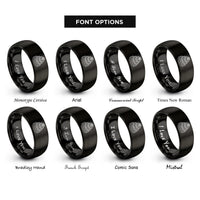 font options for inside engraving on black tiered cake rings