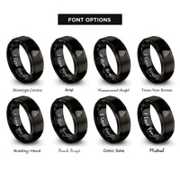 font options for inside engraving on black tiered cake rings