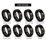 font options for inside engraving on black tiered cake rings