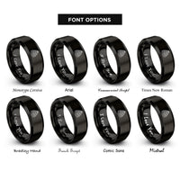 font options for inside engraving on black tiered cake rings