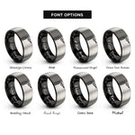 font options for inside engraving on black & gray tig torch rings