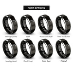 font options for inside engraving on black & grey tig torch rings