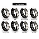 font options for inside engraving on black & silver tig torch rings