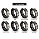 font options for inside engraving on black & silver tig torch rings