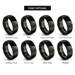 font options for inside engraving on black tig torch rings