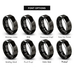 font options for inside engraving on black & silver tig welding torch rings