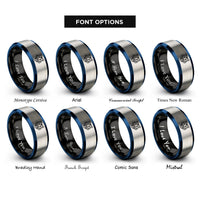 font options for inside engraving on black & blue & silver tiger rings