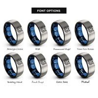 font options for inside engraving on black & blue & silver tiger rings