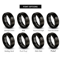 font options for inside engraving on black tiger rings