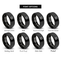 font options for inside engraving on black tiger rings