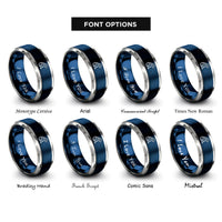 font options for inside engraving on blue & grey tiger rings