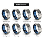 font options for inside engraving on blue & silver tiger rings